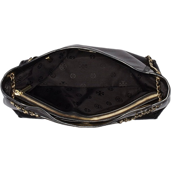 Tory Burch Black Marion Pebbled Leather Slouchy Tote Convertible Bag - Picture 6 of 16